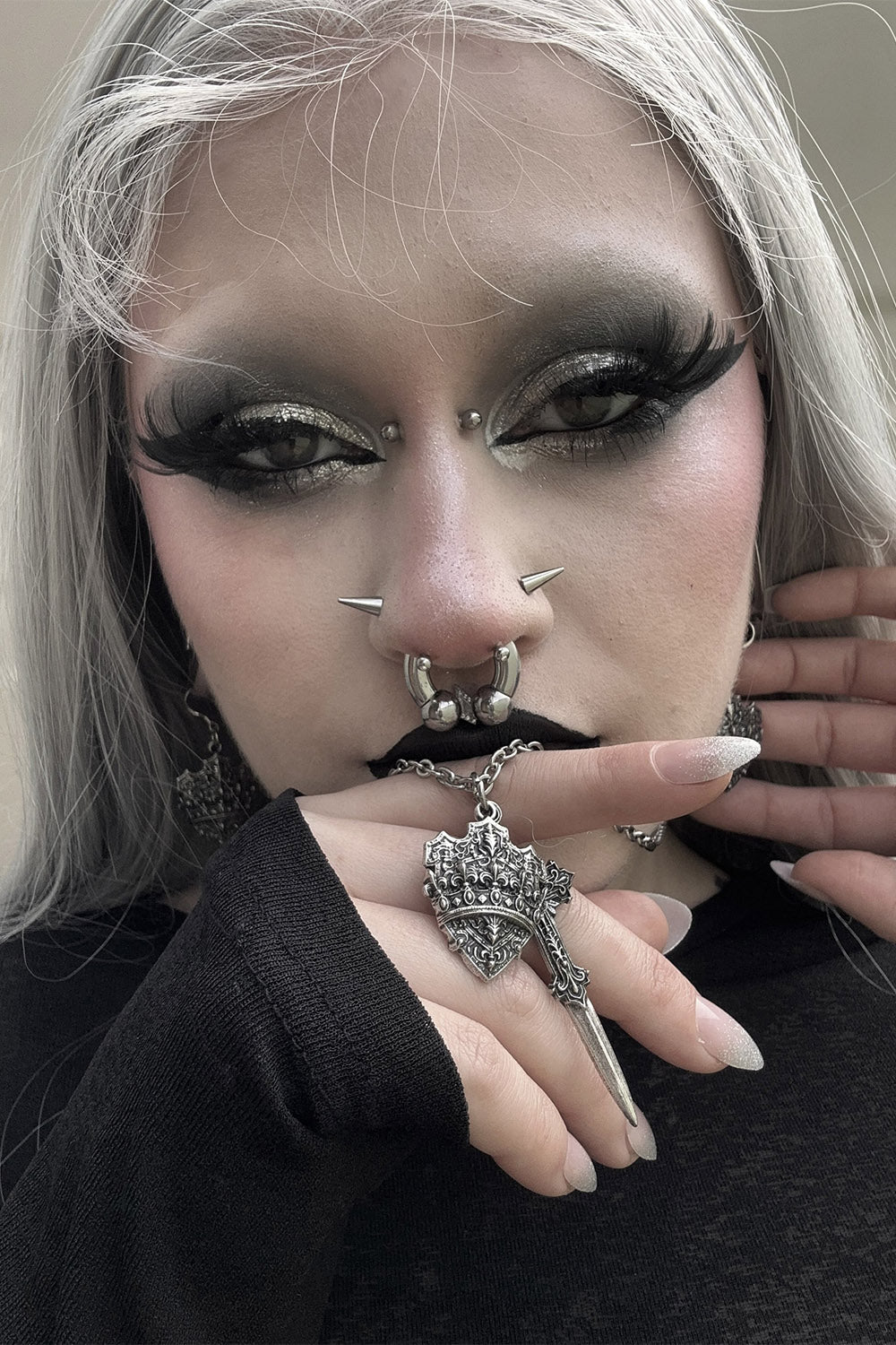 gothic sword and shield necklace