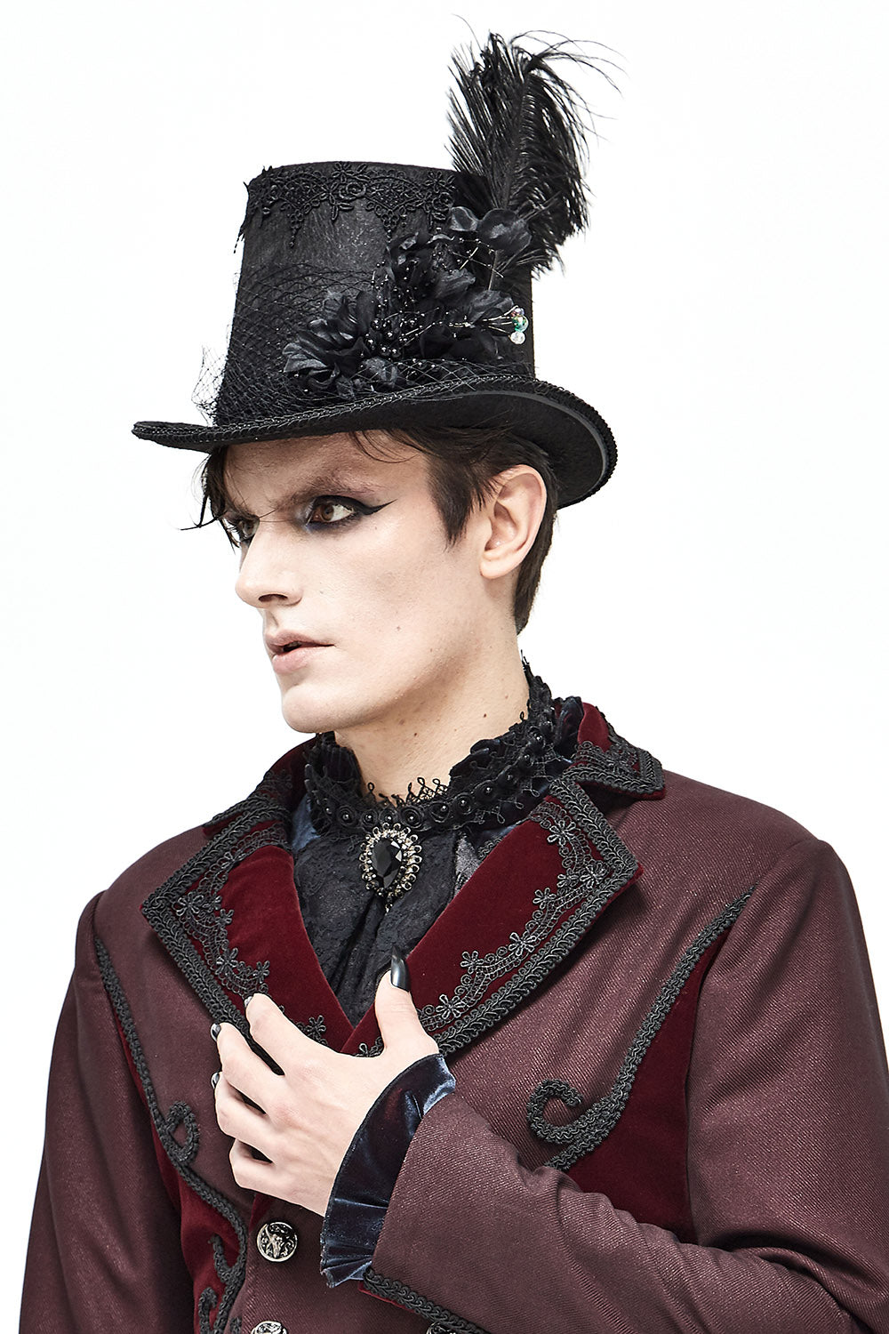 vampire goth feathered top hat