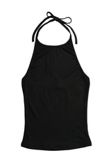 punk stretchy black halter top