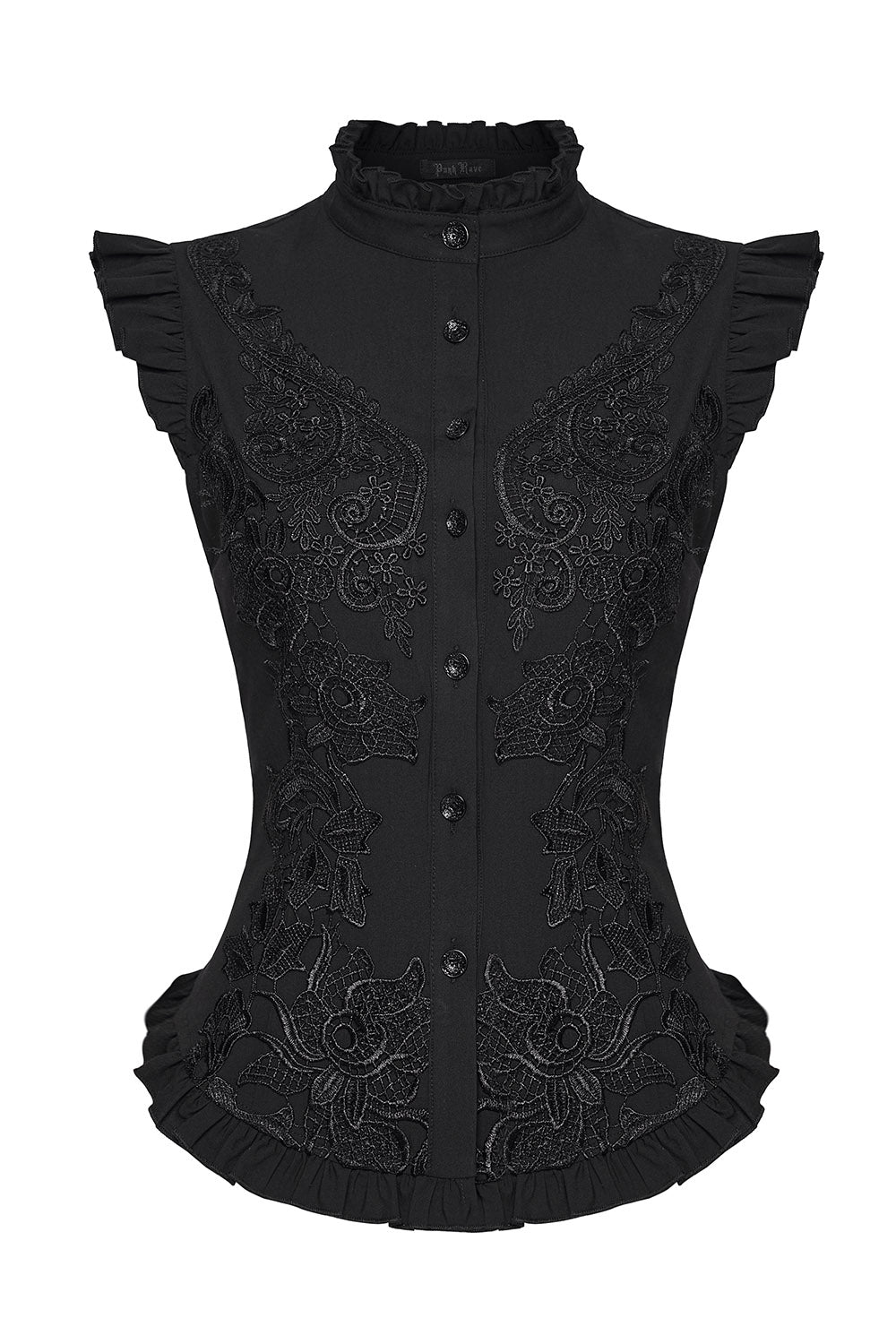 high collared victorian sleeveless top  by punk rave