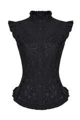 high collared victorian sleeveless top  by punk rave