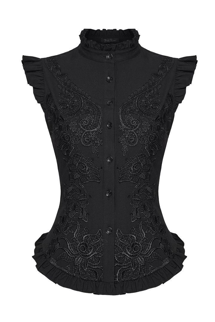 high collared victorian sleeveless top  by punk rave