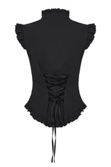 black romantic high collared victorian sleeveless top 