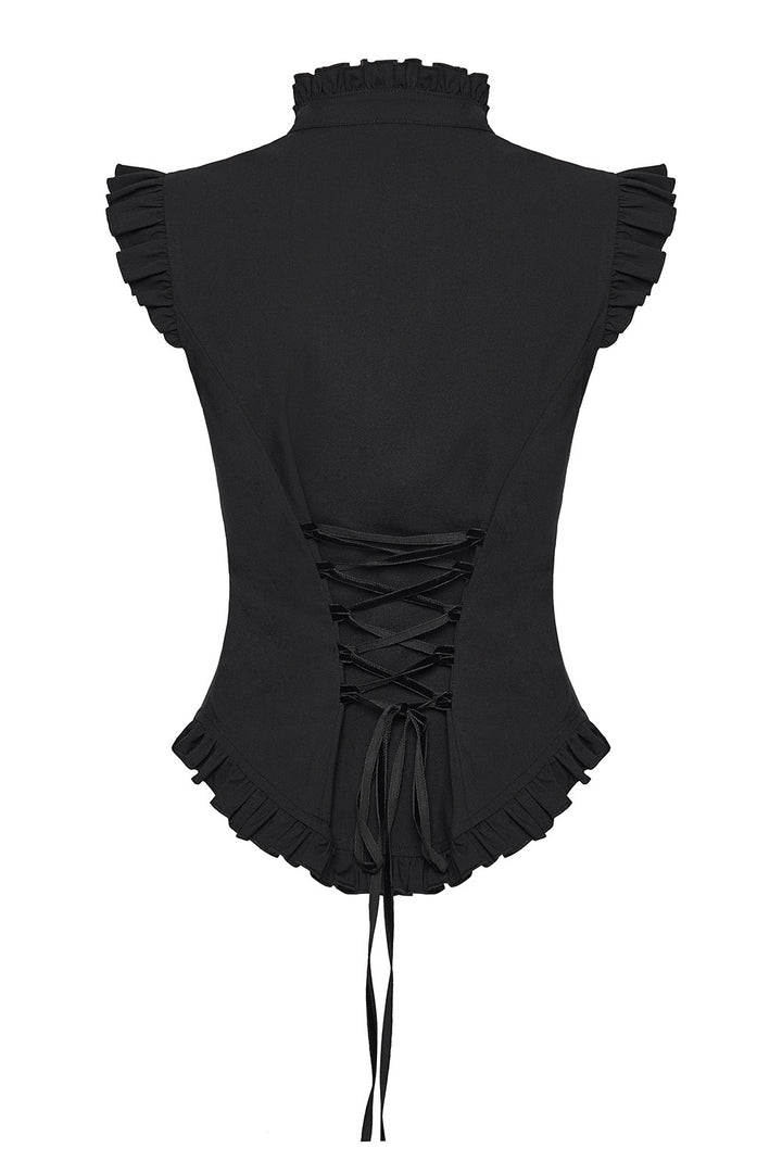 black romantic high collared victorian sleeveless top 