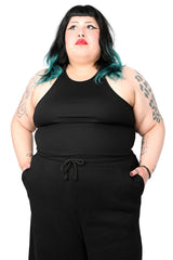 simple modern black halter top