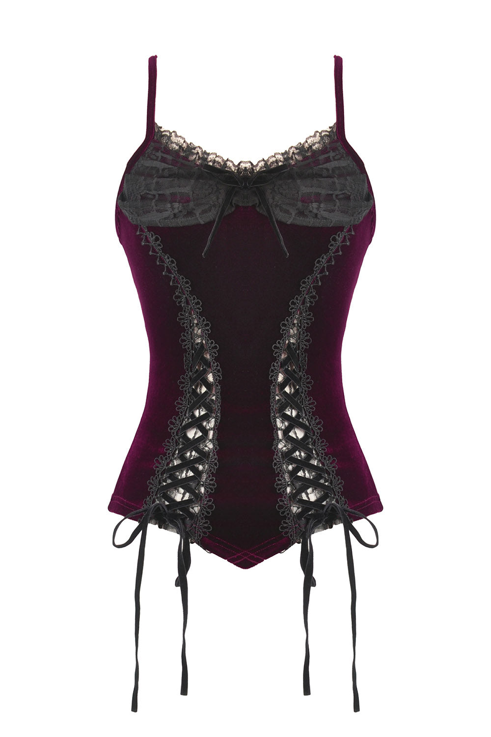 lace-up velvet tank top