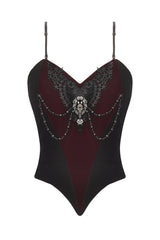 gothic velvet red and black top