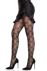 womens gothic bow ribbon tights