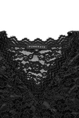 romantic gothic sheer sheer lace top with long flared sleeves