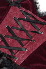 beaded romantic goth lace-up top with satin lacing 