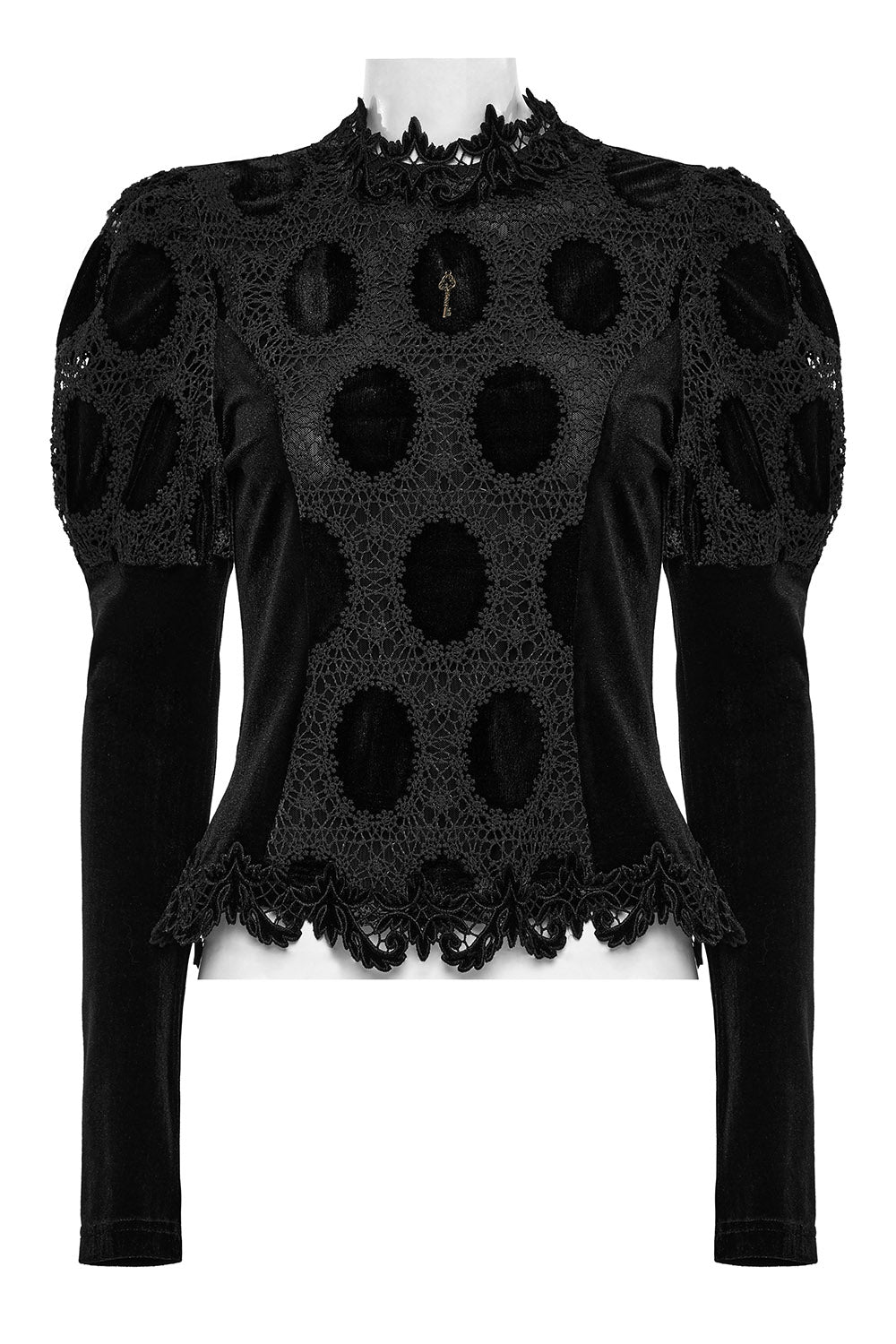 embroidered puff sleeve gothic top