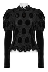 embroidered puff sleeve gothic top