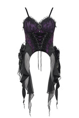 maximalist purple and black lace sweetheart neckline corset
