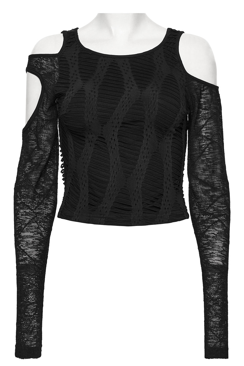 open shoulder goth crop top by punk rave