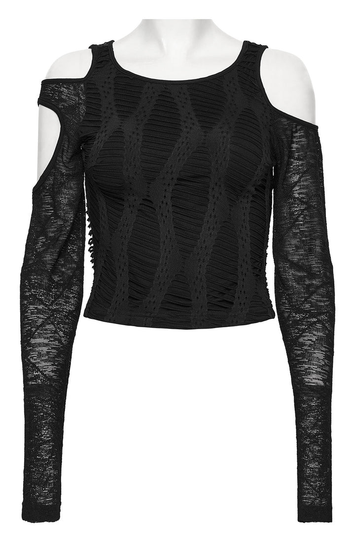 open shoulder goth crop top by punk rave