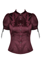 dark red short sleeve top