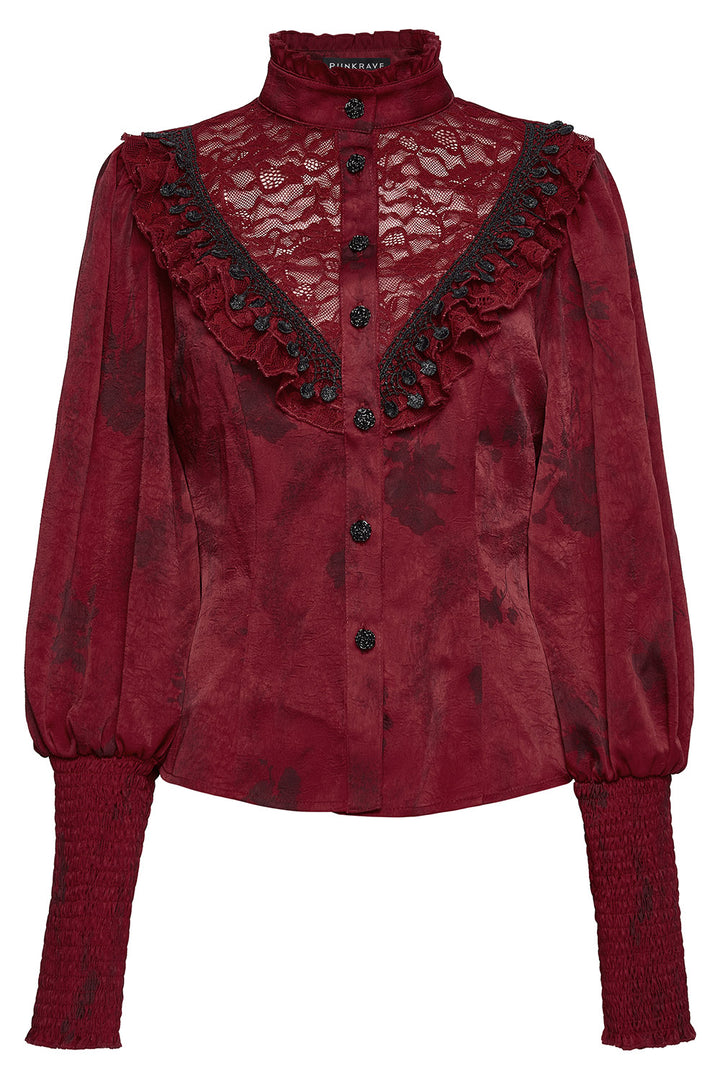 ruffled lace-up steampunk blouse