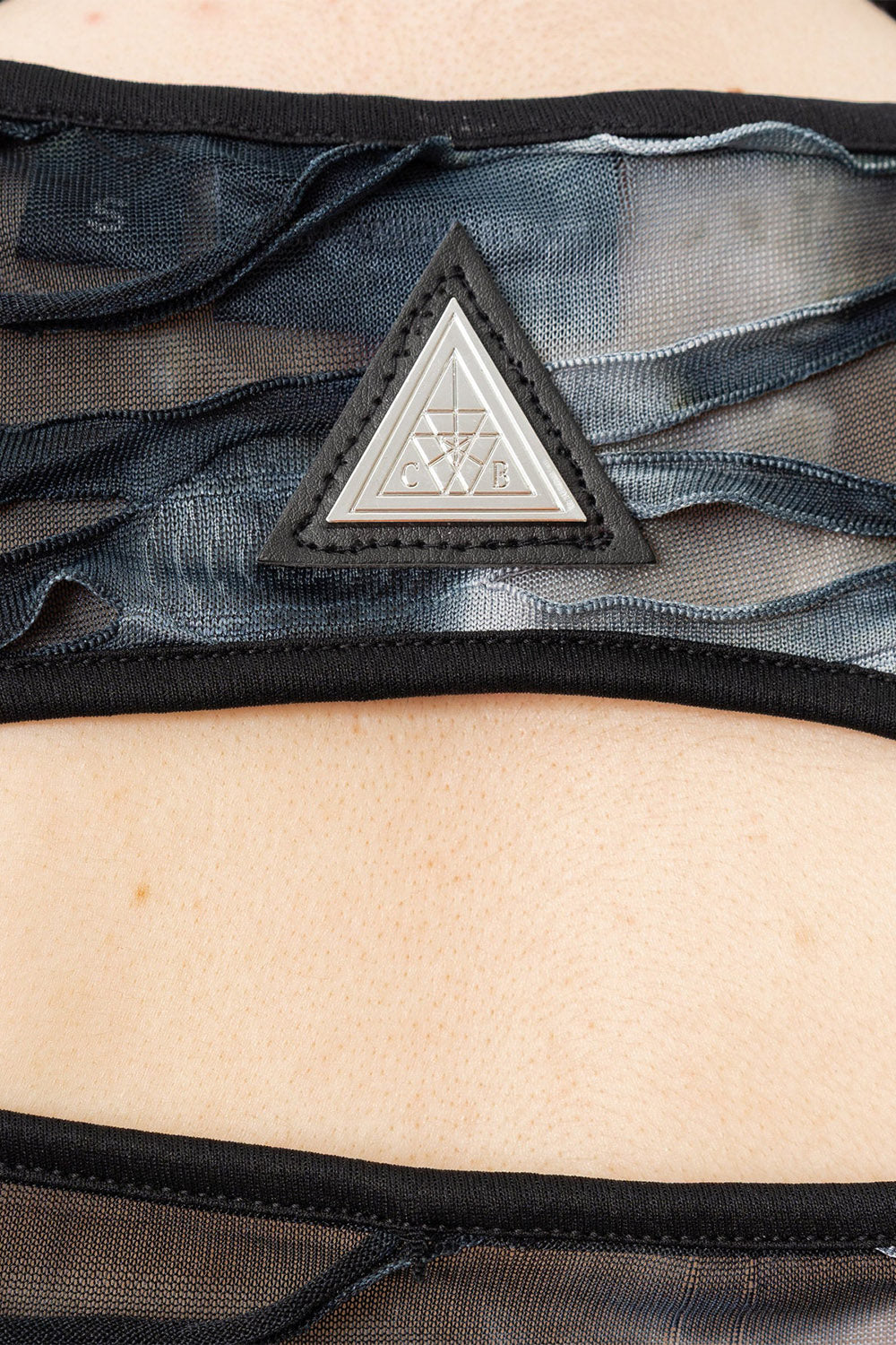 womens gothic top with thumbholes and cutout back 