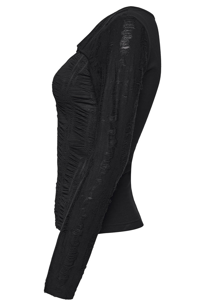 black grunge long sleeve gothic top