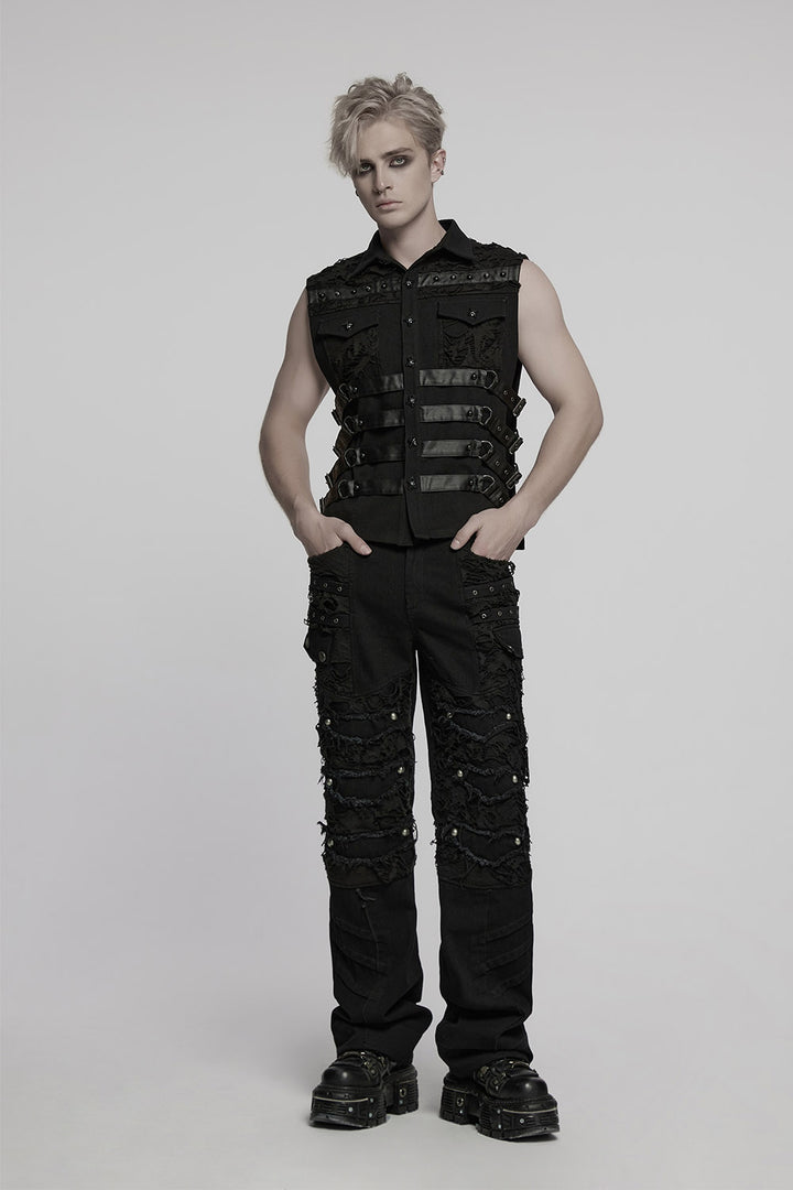 mens shredded distressed punk jeans 