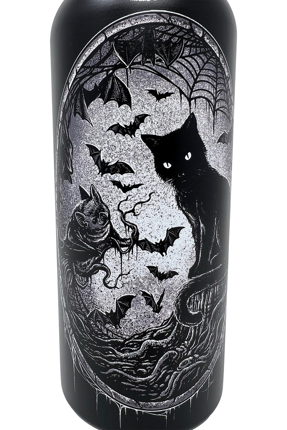 stainless steel black cat and bat water bottle tumbler