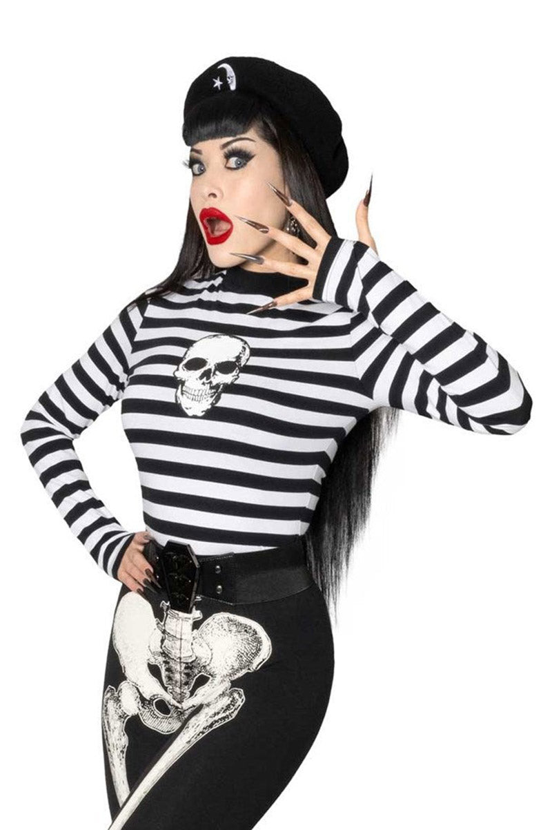 long long sleeve 60s mod style striped top 