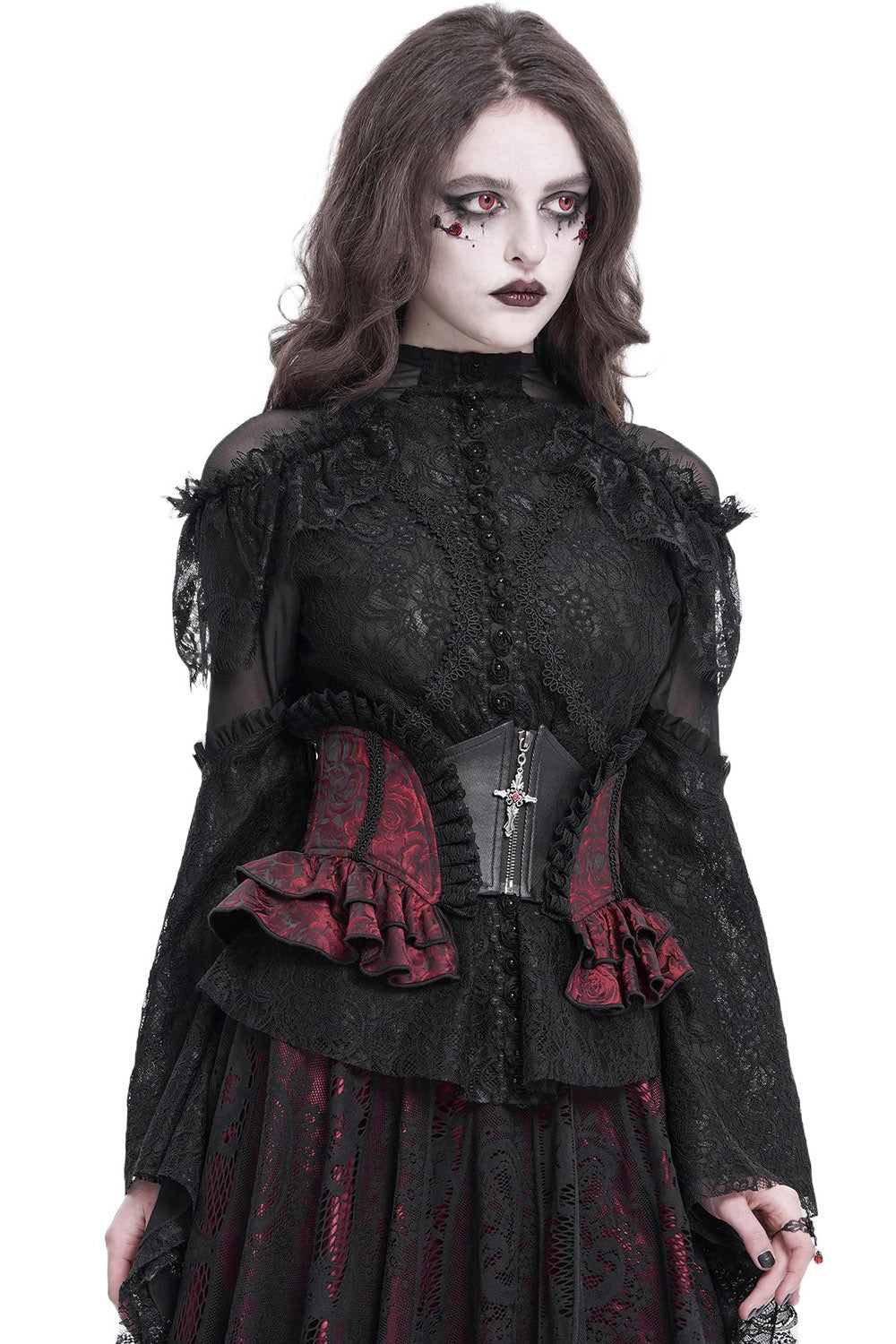 red layered gothic corset belt
