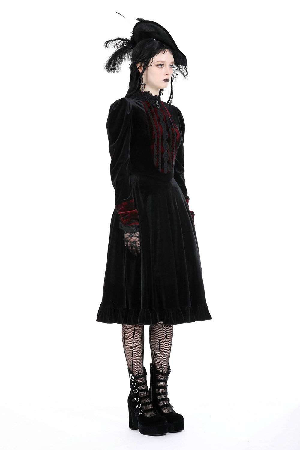 puffed sleeve goth dress
