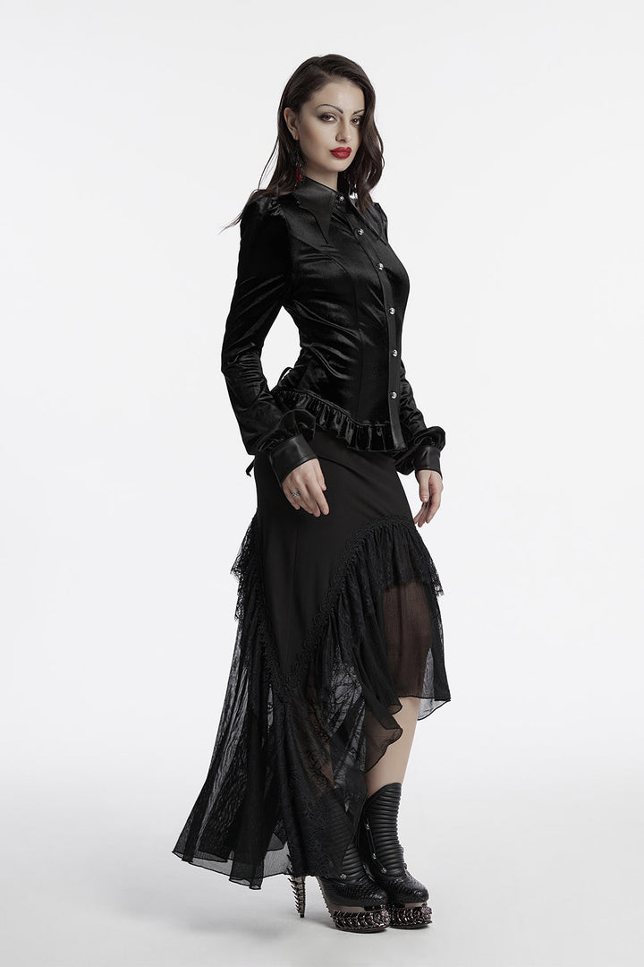 ruffled hem gothic shirt