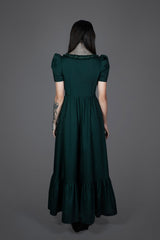 dark green goth witch maxi ruffle dress
