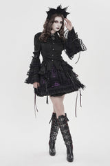 punk purple and black plaid skirt
