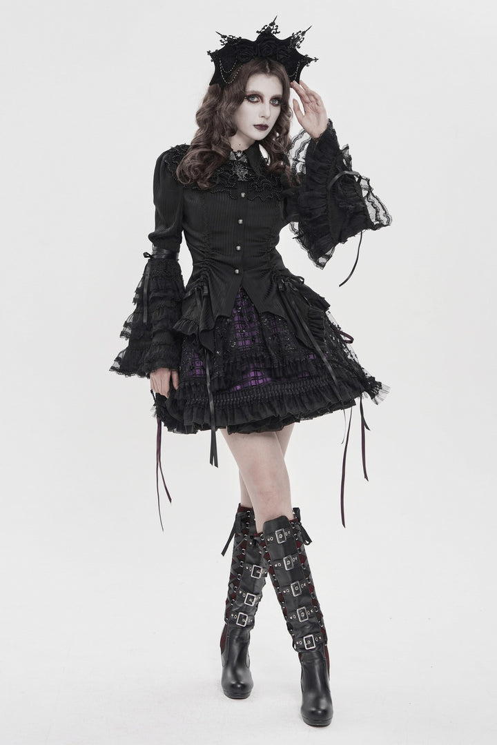 punk purple and black plaid skirt