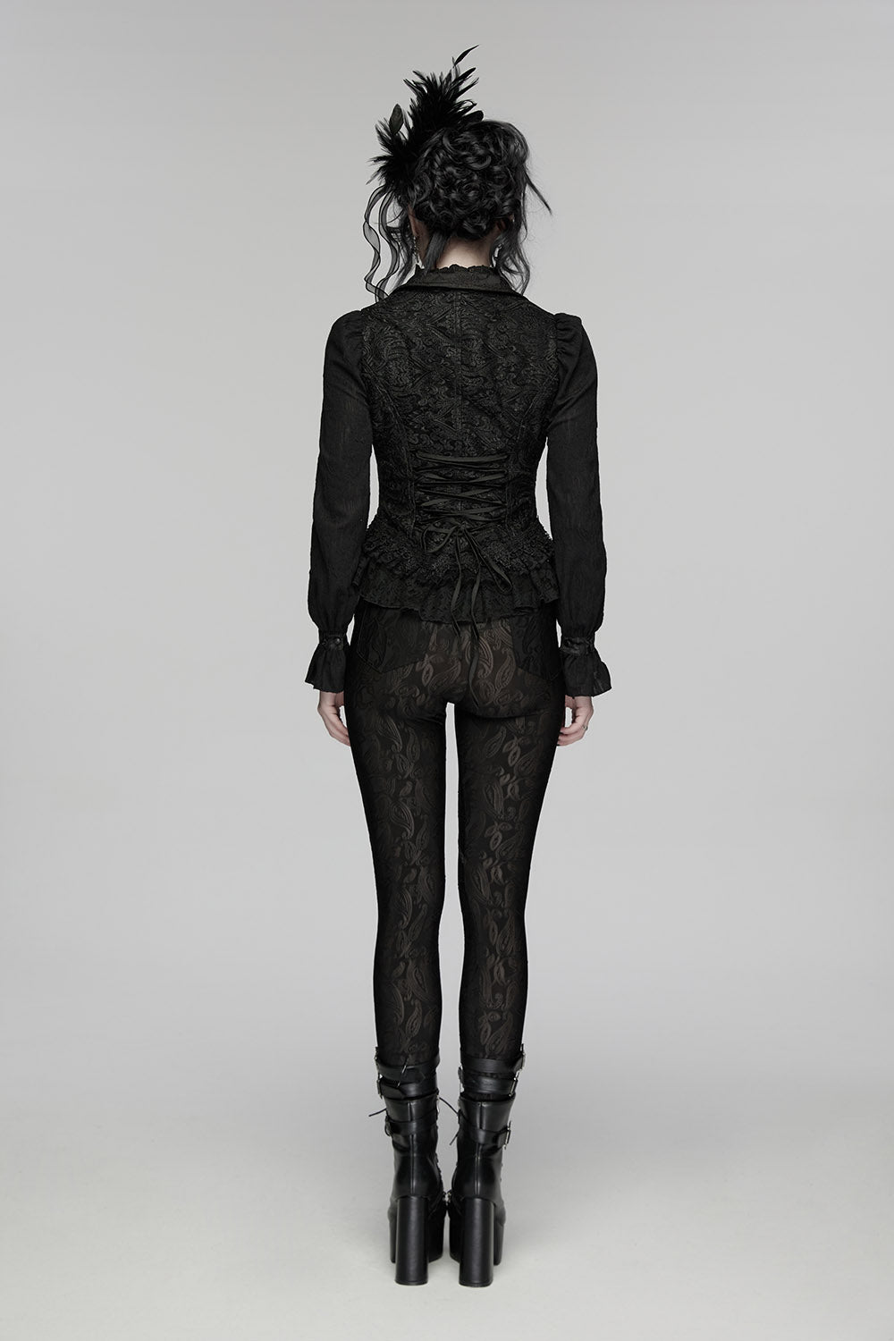 womens vampire goth romantic beaded vest with back lacing