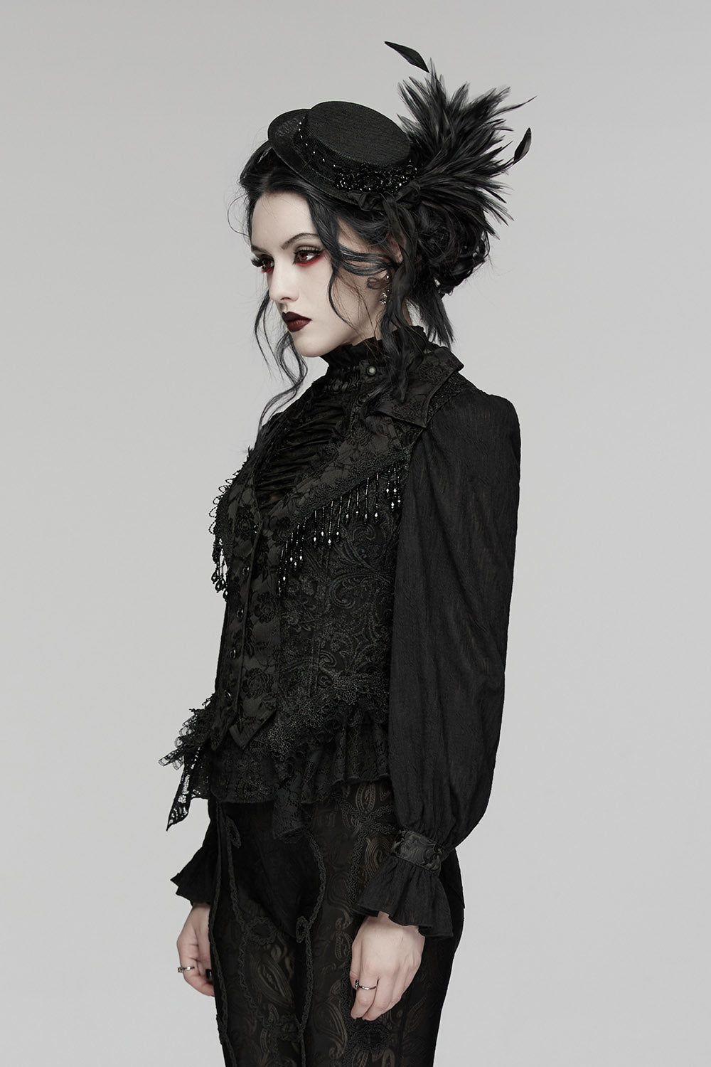 damask womens vampire goth romantic beaded vest