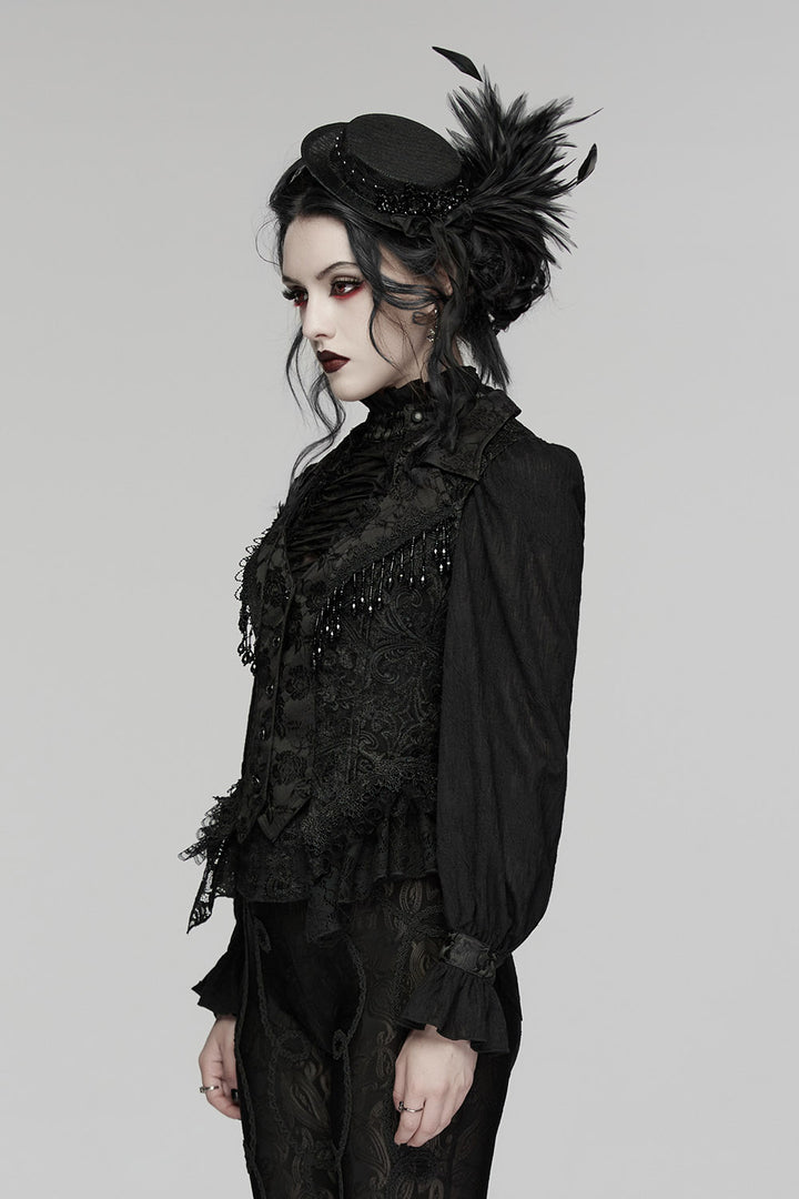 damask womens vampire goth romantic beaded vest