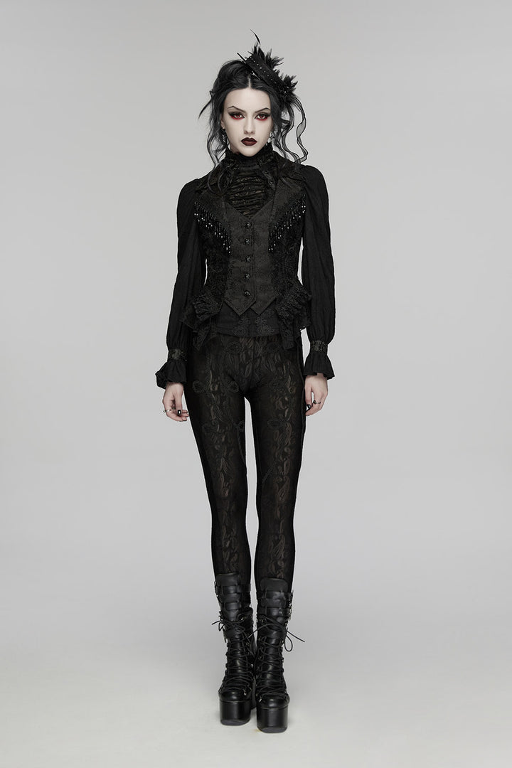 womens vampire goth romantic beaded vest waistcoat