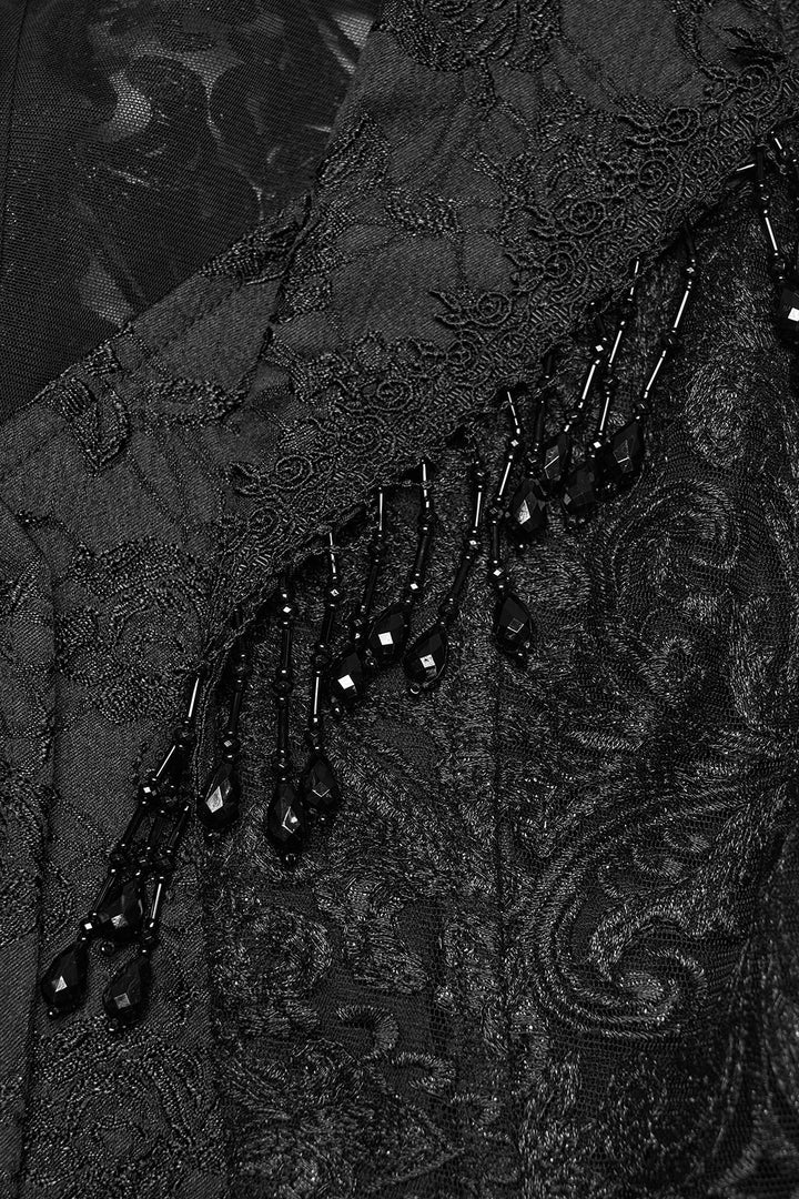 damask beaded ruffle hem waistcoat
