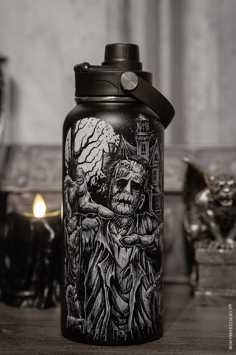 Frankenstein And Bride 32 Oz Water Bottle