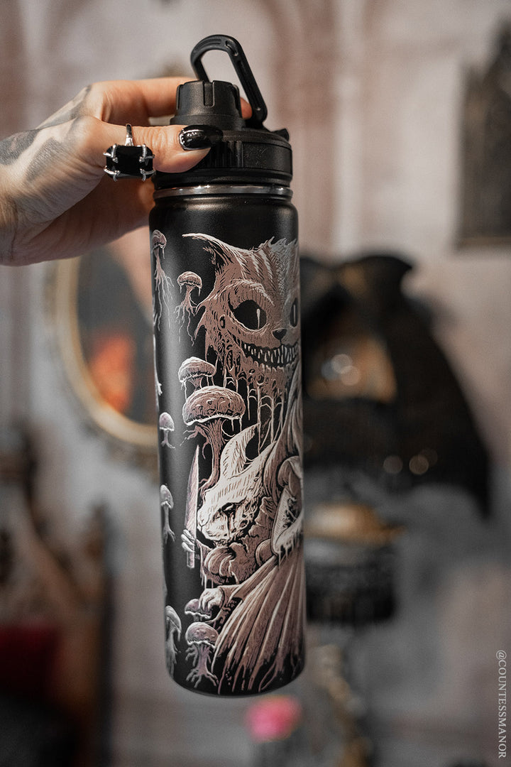 stainless steel gothic alice in wonderland water bottle 
