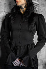 vampire goth long sleeve victorian top with flared sleeve cuffs