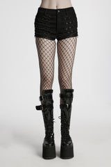 womesn grunge gothic shredded shorts