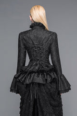 high ruffle collar corset top