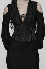 embroidered black alce underbust corset waist cincher 