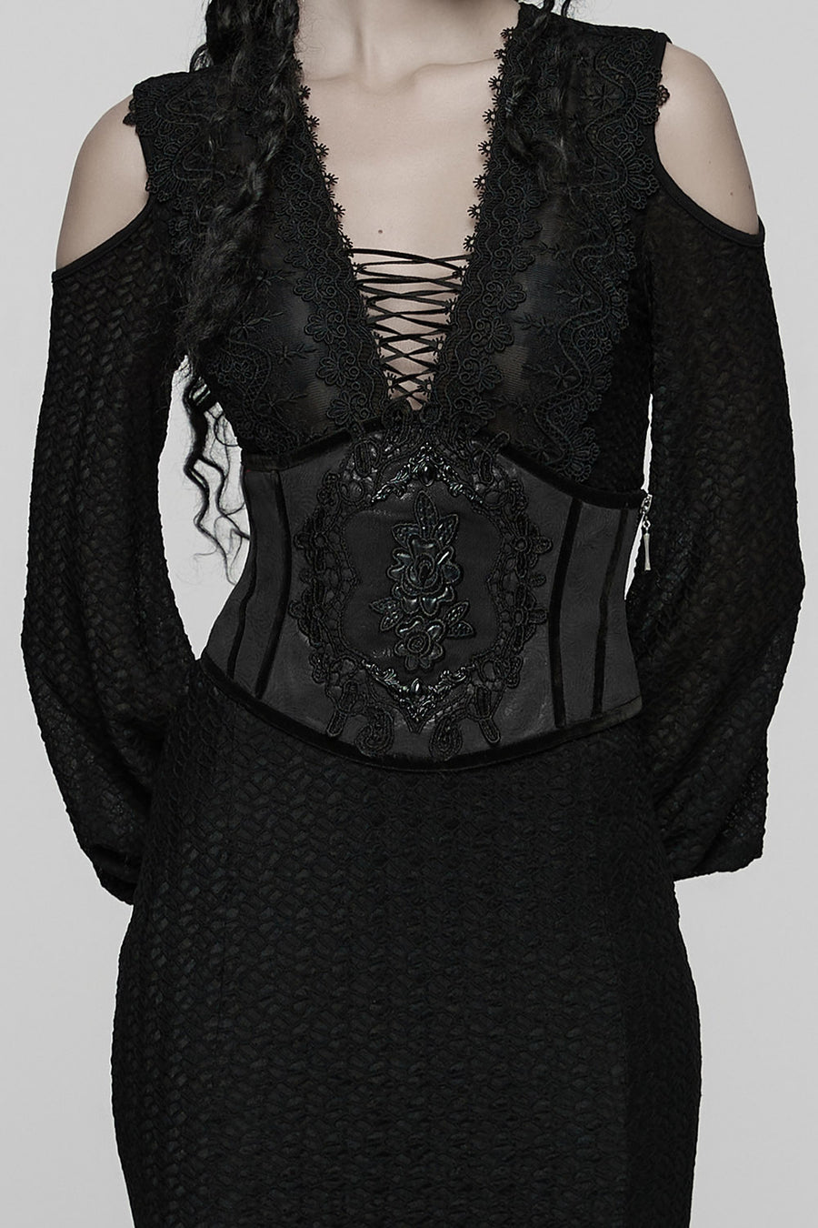 embroidered black alce underbust corset waist cincher 