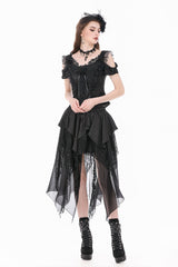 Women's Gothic Jacquard Flower Short Sleeve Shirt