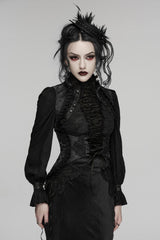womens black lace vest withy corset lacing 