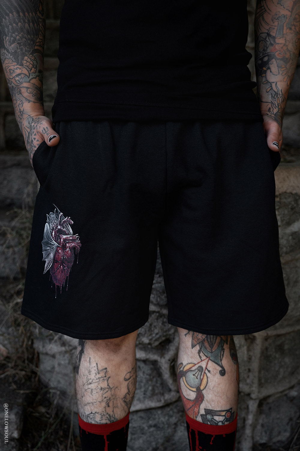 mens gothic cotton shorts