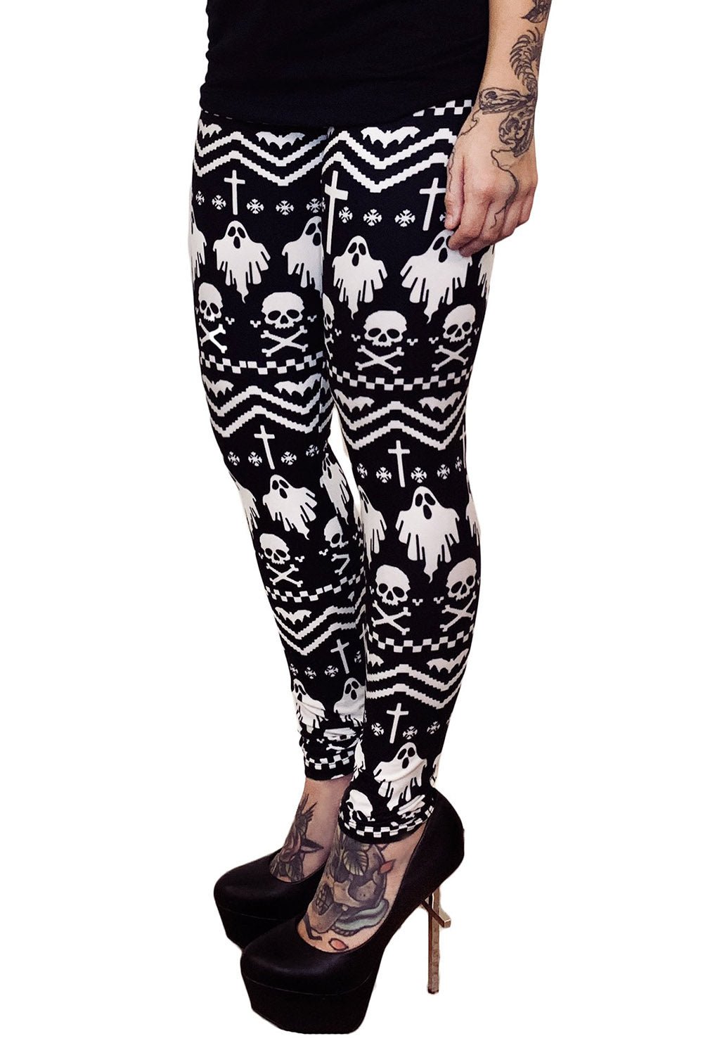 Gothic Xmas Winter Leggings I'm With Creepy - womens bottoms - VampireFreaks - Too Fast