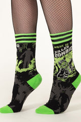 neon green and black horror b-movie zombie socks