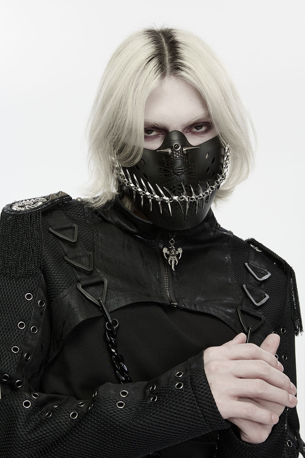 Unisex Punk Spiked Cutout Jaw Mask from punk rave